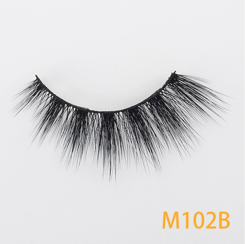 Silk Strip Eyelashes False Eyelashes Biodegrable Plant Fiber Faux Mink with Private Label Box Packaging