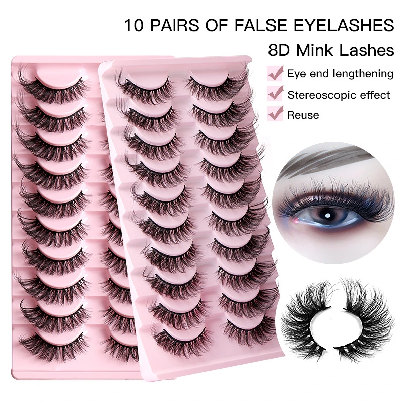 European and American Cross-Border High Imitation Mink Hair 10 Pairs of Half-Eye Fake Grafting Curling Eyelashes