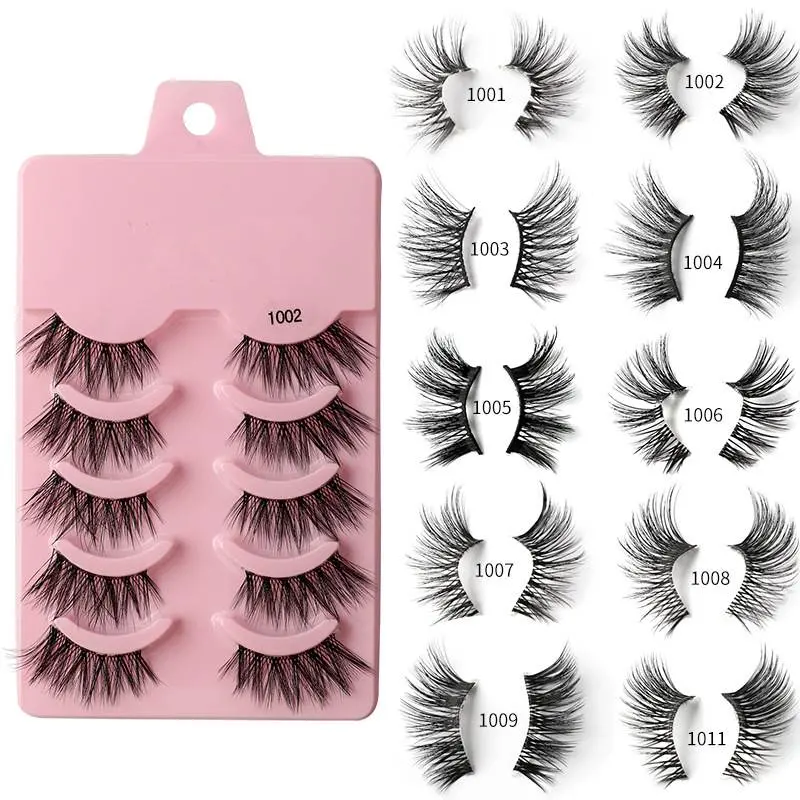 China Factory Launches New Half Pair Hair False Eyelashes 5 Pairs of Transparent Stem Eyelashes Set